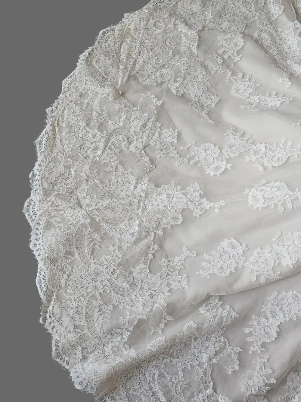 NEW Nude/Ivory Full Lace Racerback V-Neck Fit/Flare Wedding Gown - San Patrick - Picture 11 of 11